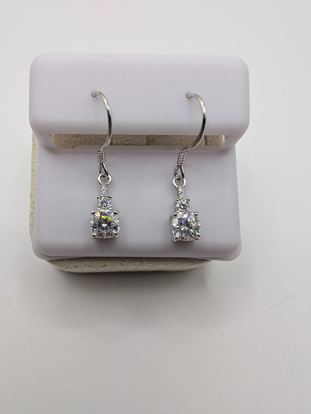 S925 Sterling Silver Moissanite Dangle Drop Earrings 1.37 CTW